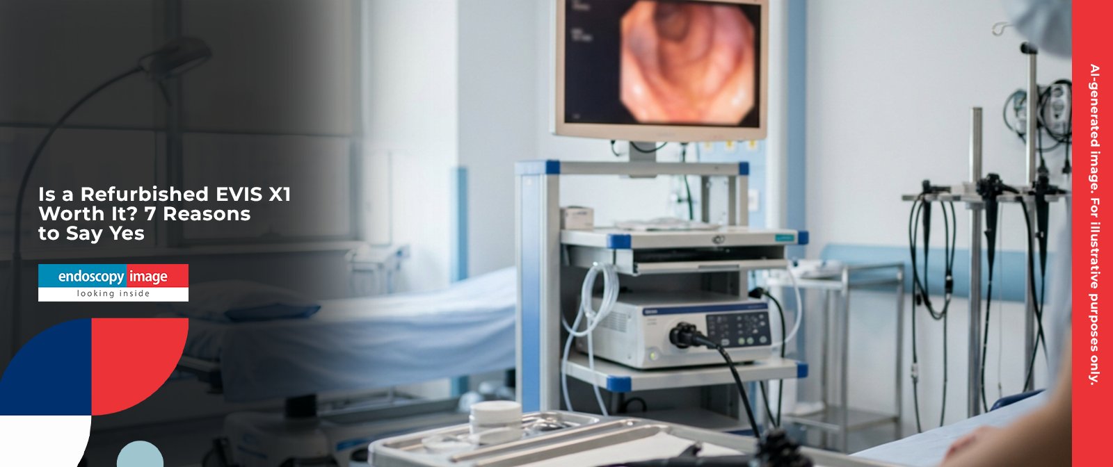 Illustration of a modern endoscopy suite representing the value of a refurbished EVIS X1 system