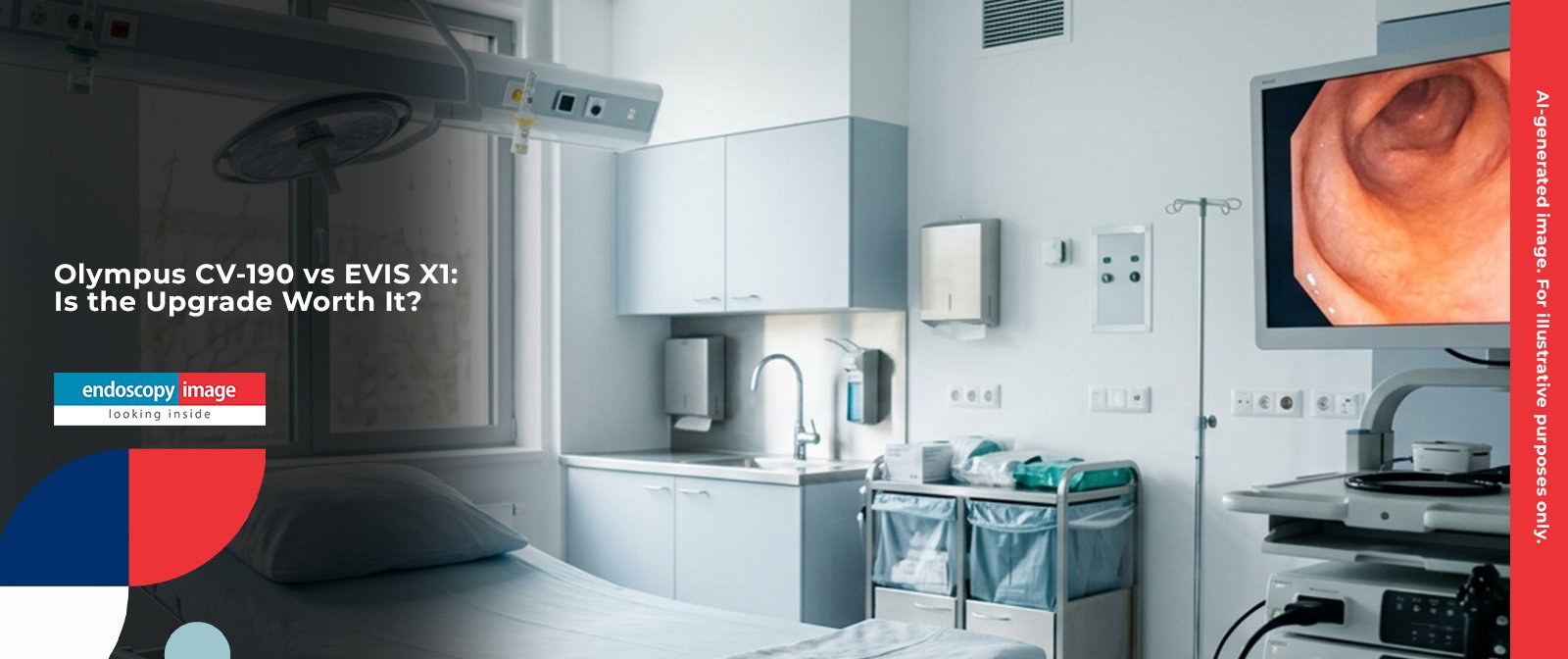 Modern endoscopy procedure room illustrating the choice between Olympus CV-190 and EVIS X1 platforms